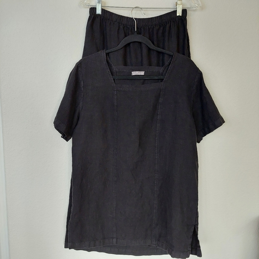 Russ Berens 100% Linen Vintage Boxy‎ Fit Minimalist Lagenlook Skirt Set Size S/M